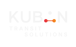 Logo of KUBIN Transit Solutions, featuring modern typography with a blend of orange and red elements.